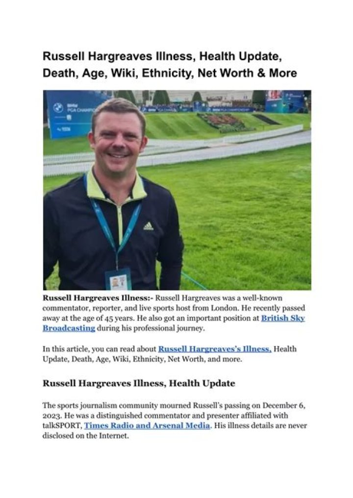 Russell Hargreaves Health Update | What Happened To Him | Illness And Tribute